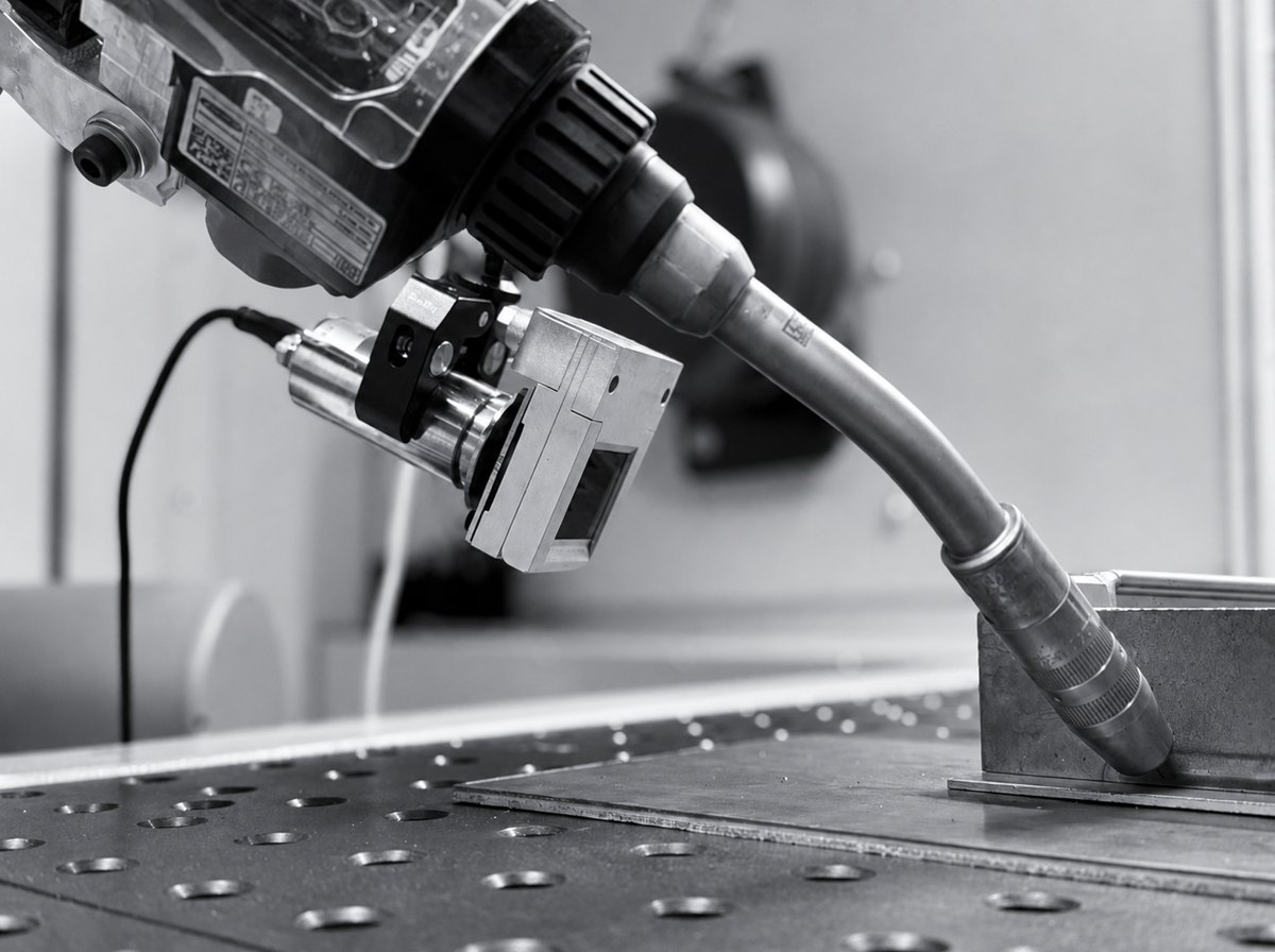 Infrared thermal camera mounted beside a robotic welding torch